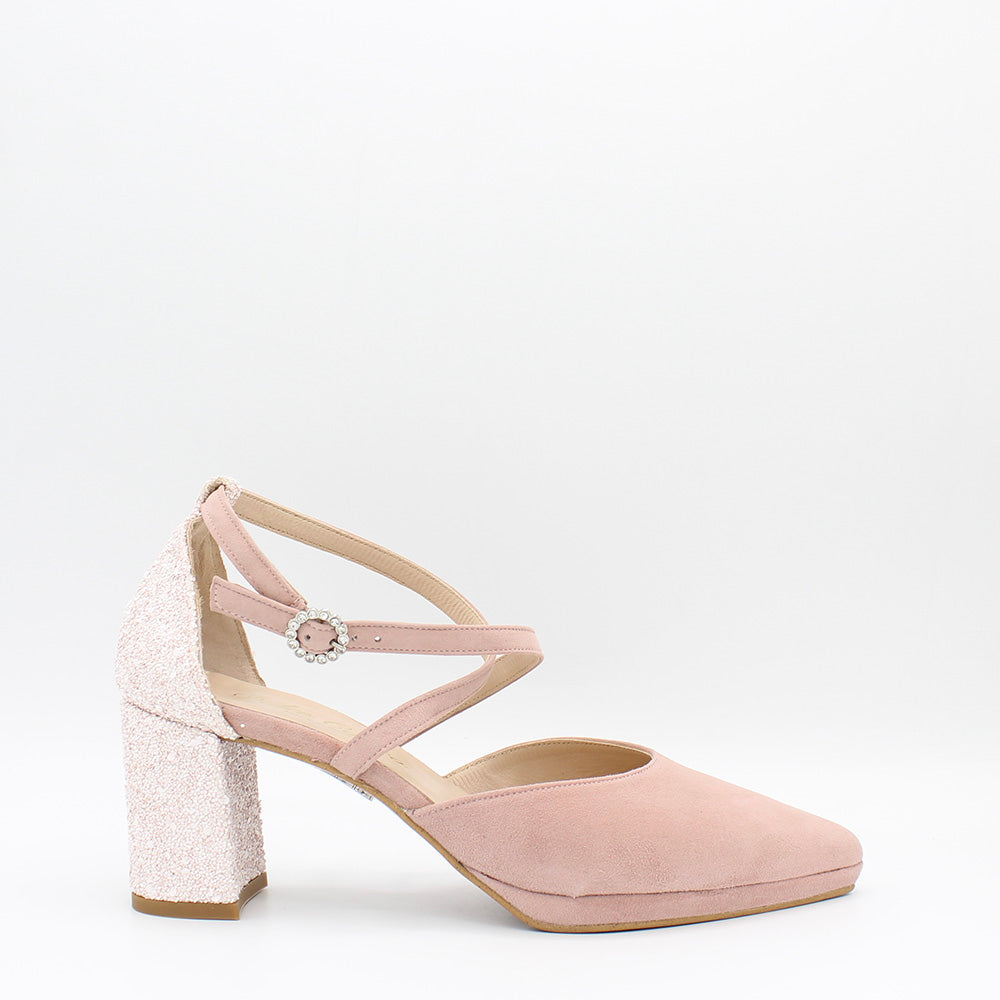 CLAUDIA ANTE ROSA PALO, TACON Y TALON GLITTER