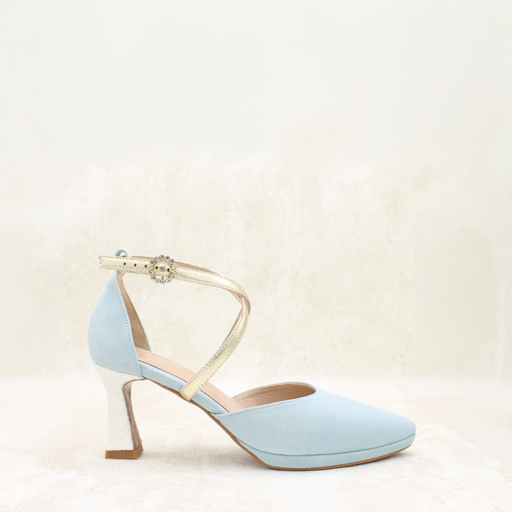ANTE AZUL BEBE, GLITTER, METAL CAVA