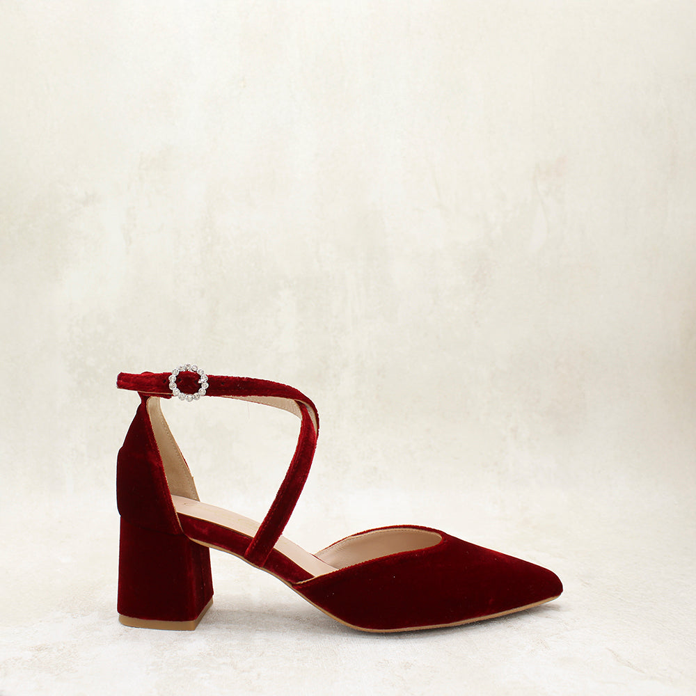 CLAUDIA 5 VELVET DK ROJO